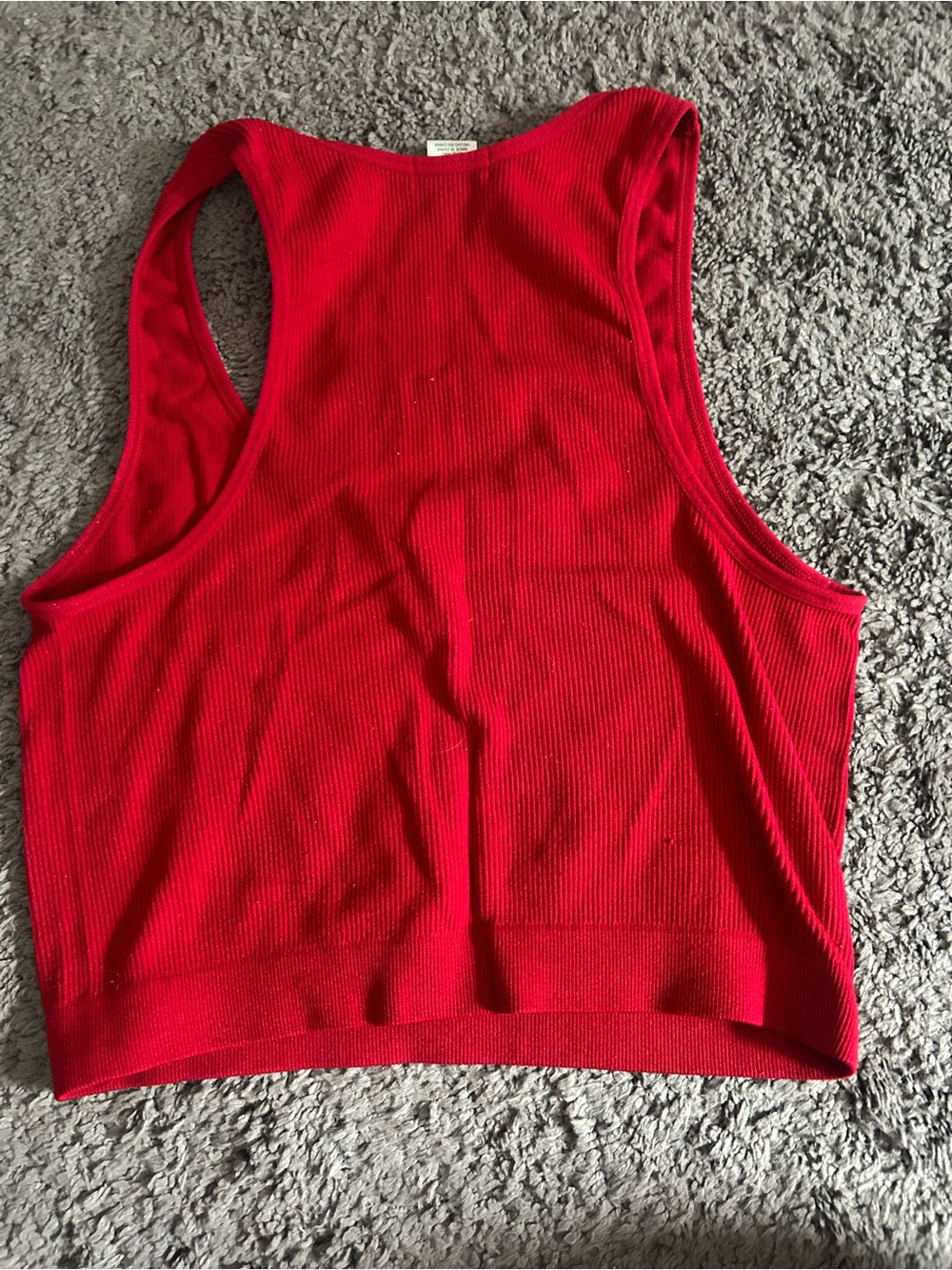 Bozzolo Red Ribbed Notch-Neck Tank - Picture 2 of 2